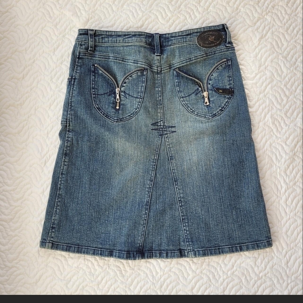 parasuco midi Denim Skirt with Butterfly Pocket Design